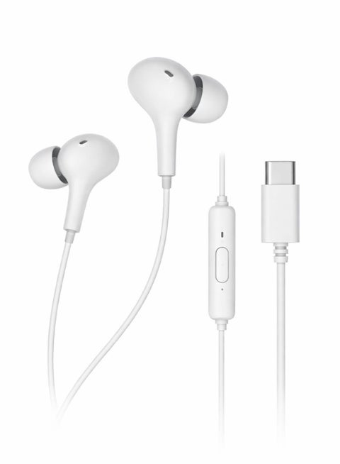Celebrat D13 Type-C Wired Earphones – Digital USB-C Headphones for Android – Hi-Fi Stereo Sound – In-Ear Headset with Mic – 1.2m Cable – White